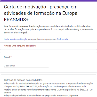 Extensão das candidaturas